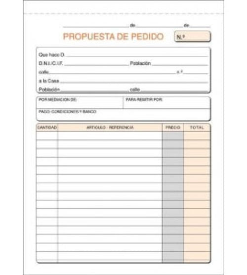 PAQ/5 TALONARIOS DE PEDIDOS 1/4 NATURAL TRIPLICADO AUTOCOP.