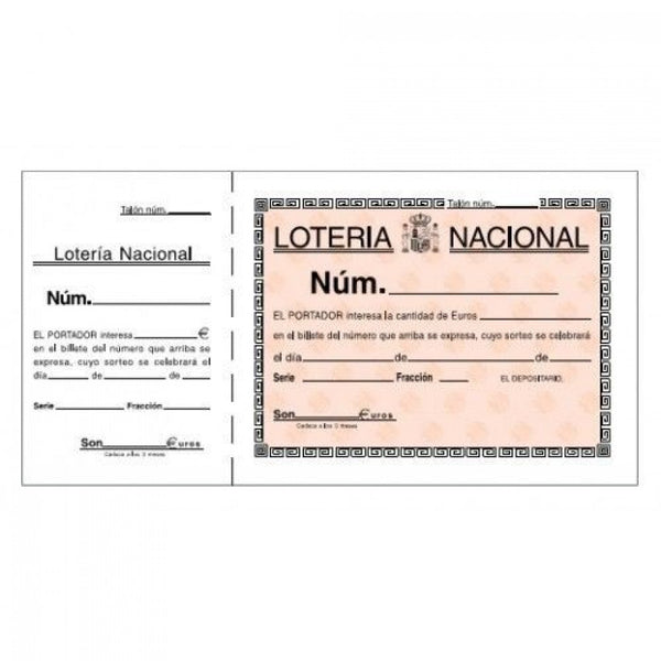 PAQ/10 TALONARIOS DE LOTERIA 21,5X10,5CM LOAN