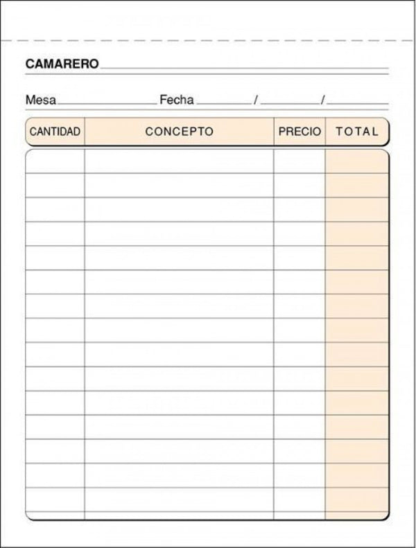 PAQ/5 TALONARIOS DE CAMAREROS 1/8 TRIPLICADO AUTOCOP. T-89