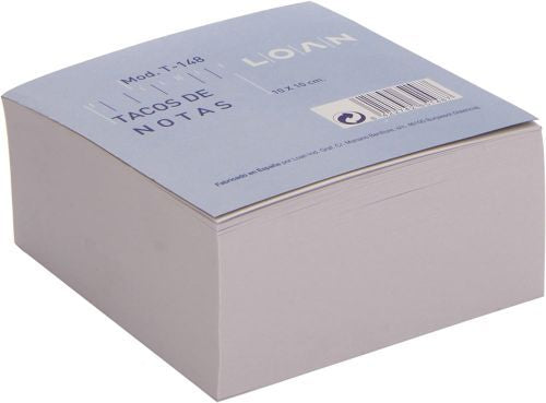 Taco de notas 500h liso 10x10cm encolado no adhesivo