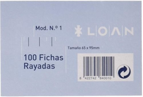 PAQ/100 FICHAS RAYADAS Nº1 6,5X9,5CM LOAN