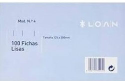 PAQ/100 FICHAS RAYADAS Nº4 12,5X20CM LOAN