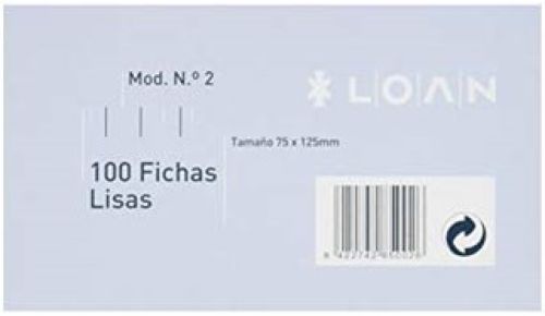 PAQ/100 FICHAS LISAS Nº 2 7,5X12,5CM LOAN