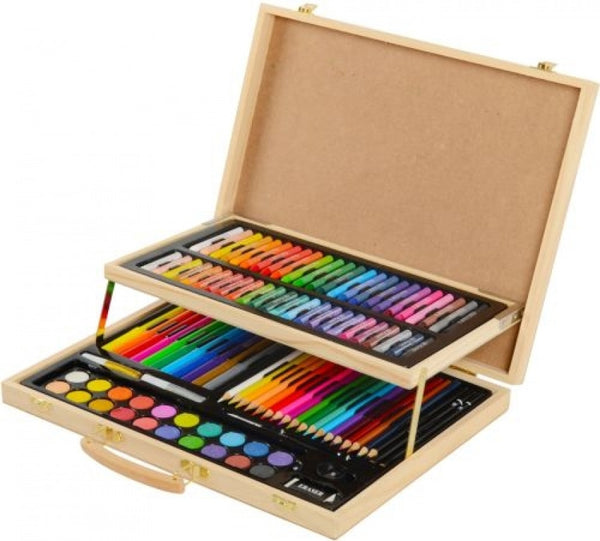 Caja madera con 106 piezas surtido junior art studio