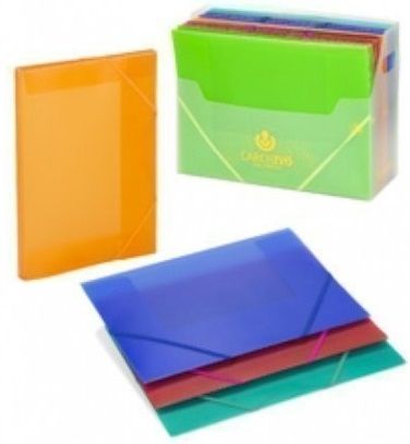 PAQ/10 CARPETAS Fº GOMAS SOLAPAS PP TRANSLUCIDO AZUL