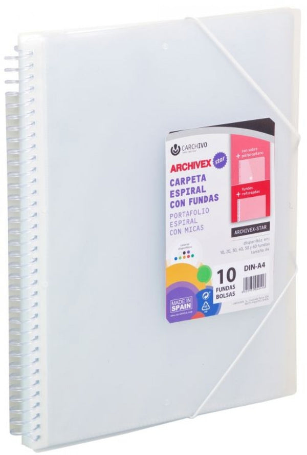 CARPETA 40 FUNDAS A4 ESPIRAL ARCHIVEX STAR TRANSPARENTE