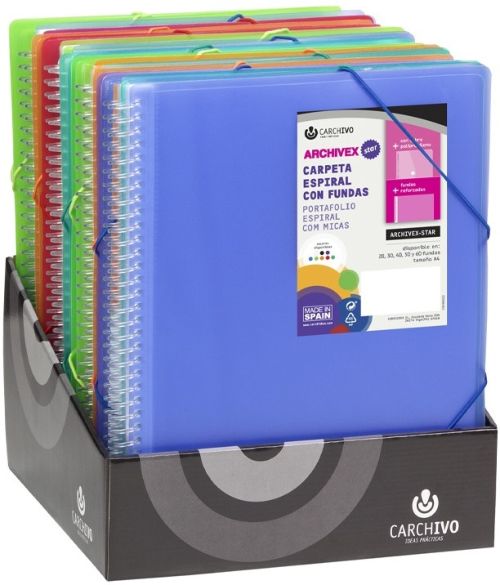 Exp 15 carpetas a4 espiral y goma archivex star modelos surtidos