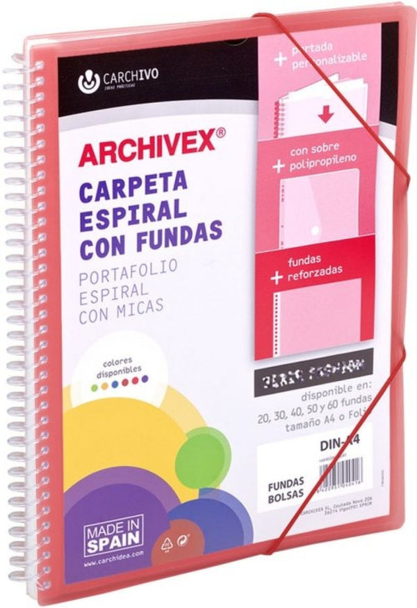 CARPETA 20 FUNDAS CANGURO A4 ARCHIVEX STAR ROJO