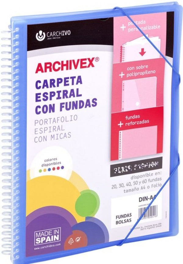 CARPETA 40 FUNDAS CANGURO A4 ARCHIVEX STAR AZUL