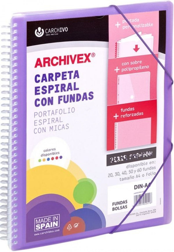 CARPETA 60 FUNDAS CANGURO A4 ARCHIVEX STAR VIOLETA