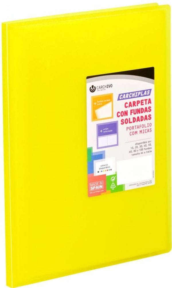 Carpeta 40 fundas soldadas a4 tapa flexible color amarillo carchiplas