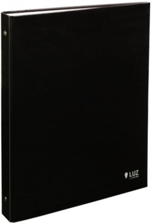 CARPETA A4 2 ANILLAS 25MM CARTON FORRADO NEGRO SERIE LUZ