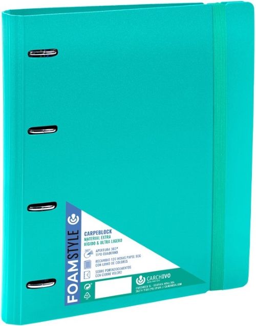 CARPEBLOCK FOAM STYLE VERDE A4+ 4 ANILLAS 35MM CON RECAMBI0