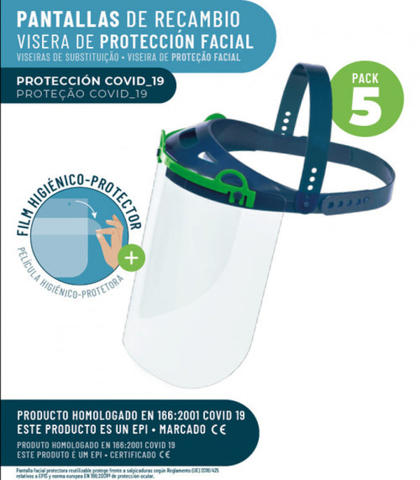Blister 10 recambios para visera de proteccion facial xsecure