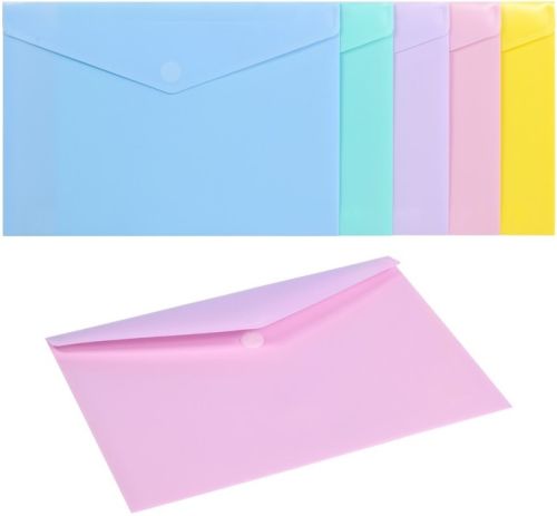 Paq/10 carpeta sobre fº cierre velcro polipropileno colores pastel
