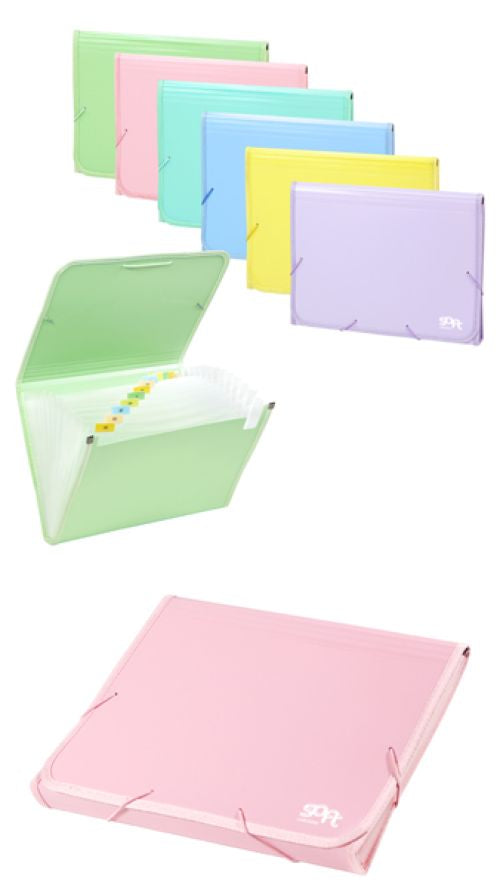 Exp 12 carpeta fuelle fº 13 departamentos polipropíleno colores soft pastel