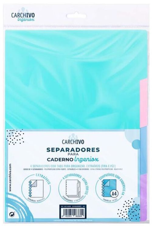 SEPARADORES INGENIOX A4 PP TRANS/NEON 4 POSICIONES