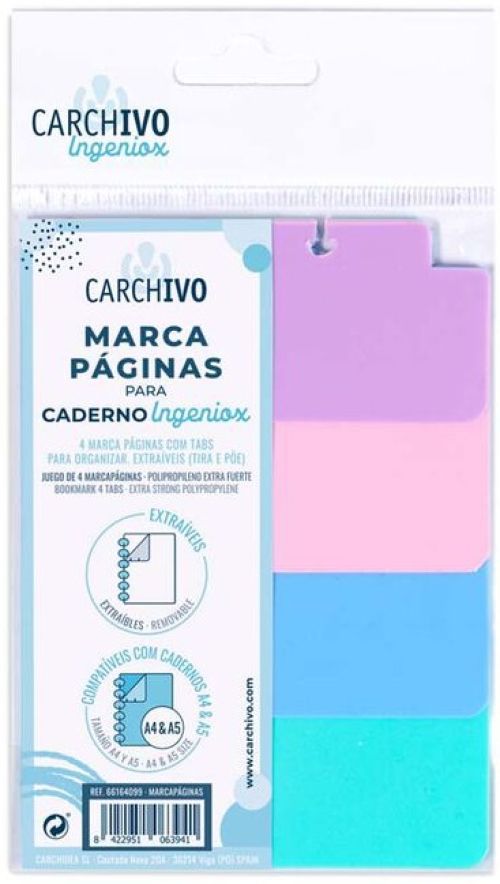 MARCAPAGINAS INGENIOX PP TRANS/NEON 4 POSICIONES