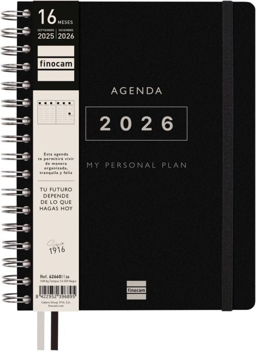 AGENDA ESCOLAR 25-26 TEMPUS 16 MESES 1/4 SVV NEGRO