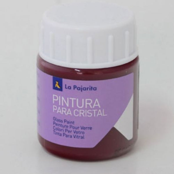 C/6 BOTE PINTURA CRISTAL AL AGUA LA PAJARITA ROJO 25ML