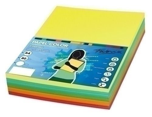 Paquete papel a4 100h 80g 5 colores intensos surtidos fabrisa