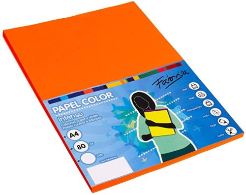PAQUETE PAPEL A4 100H 80G COLOR NARANJA CLARO FABRISA