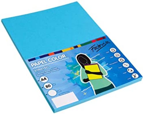 PAQUETE PAPEL A4 100H 80G COLOR AZUL CLARO FABRISA