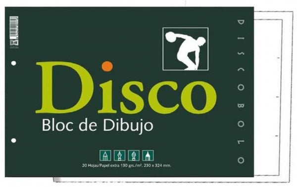 Bloc dibujo disco encolado 130 g. 230x340mm 20 hojas con recuadro