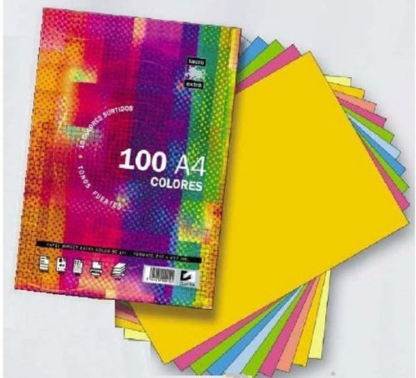 PAQUETE A4 100H 80G TAURO-EXTRA COLOR 10X10 SURTIDOS