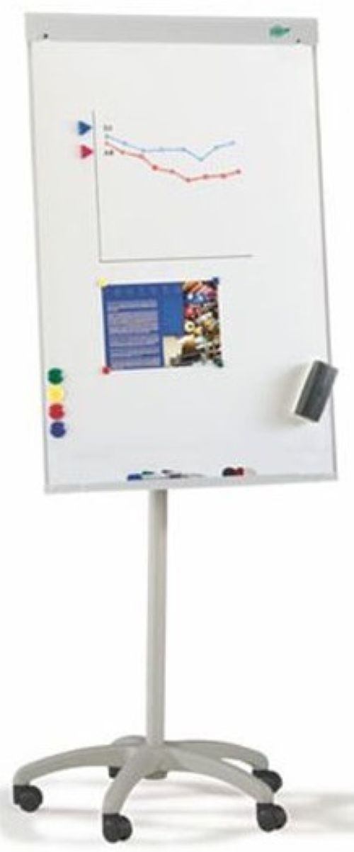 Caballete de convencion con ruedas 70x102cm superficie metálica faibo