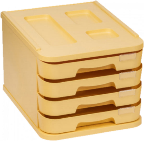 FICHERO CON 4 CAJONES DE SOBREMESA AMARILO PASTEL