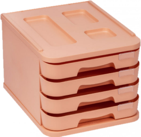 FICHERO CON 4 CAJONES DE SOBREMESA NARANJA PASTEL