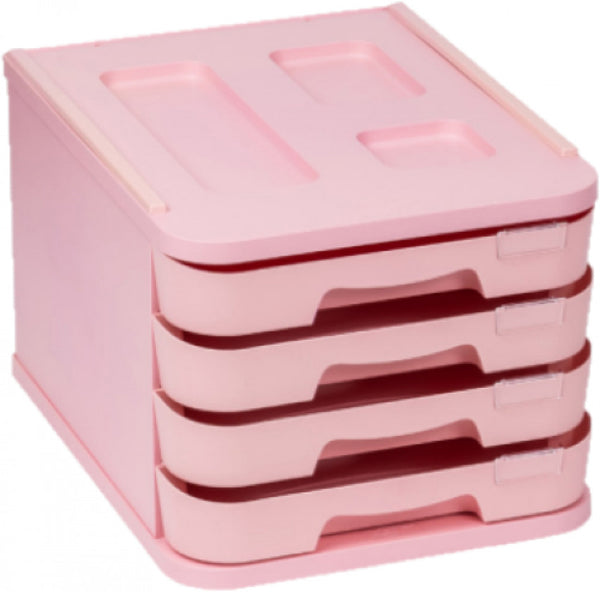 FICHERO CON 4 CAJONES DE SOBREMESA ROSA PASTEL