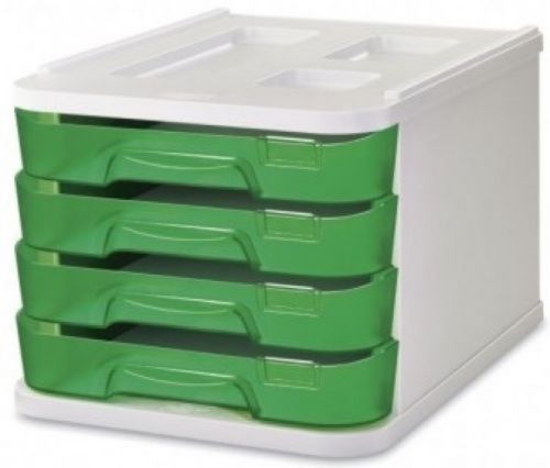 Fichero cajones de sobremesa 285x375x230mm 4 cajones verde
