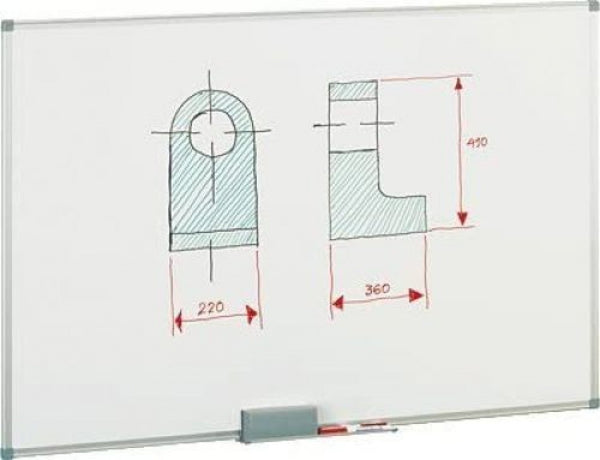 PIZARRA BLANCA METALICA 45X60CM CON CAJETIN DE ALUMINIO