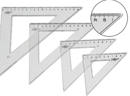 C/20 escuadra 20 cm con bolsa plastico transparente