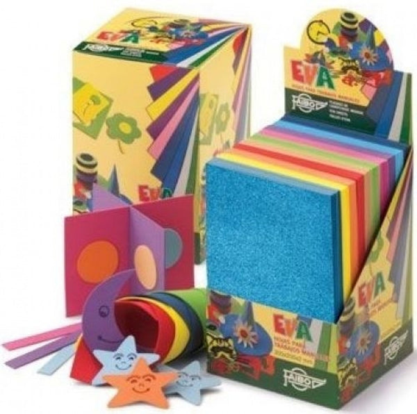 EXP 99 LAMINAS GOMA EVA PURPURINA 20X30CM SURTIDAS