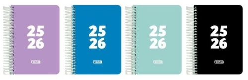 Paq/4 agenda escolar 25-26 espiral 4º dia página teens tapa plastico