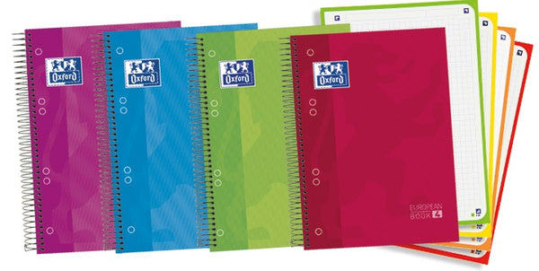 Paq/5 cuaderno espiral europeanbook4 a5+ 120h 90g. cuad.5x5 microperforado tapa extradura