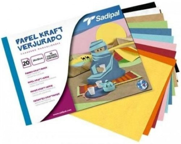 BLOC MANUALIDADES 20 PAPEL KRAFT SURTIDO SADIPAL 32X24CM
