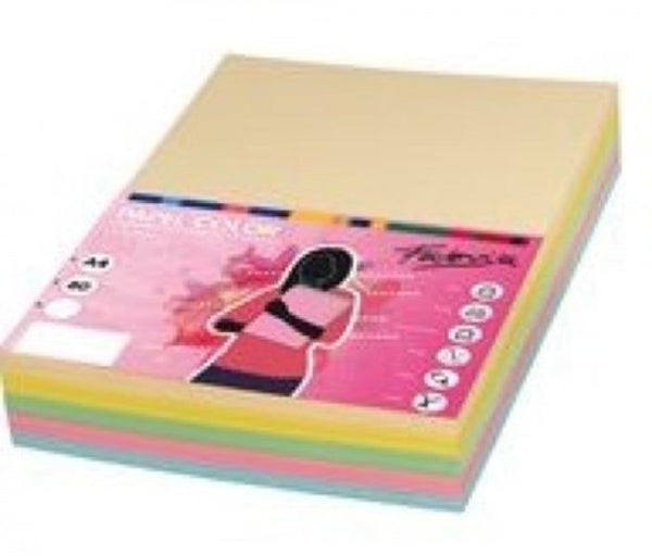 PAQUETE PAPEL A4 100H 80G COLORES PASTEL SURTIDOS FABRIANO