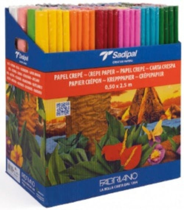 EXP 120 ROLLOS PAPEL CRESPON 40G. 50X250CM COLORES SURTIDOS