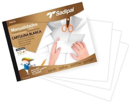 Bloc manualidades 10 cartulinas 185 g. color blanco 32x24cm