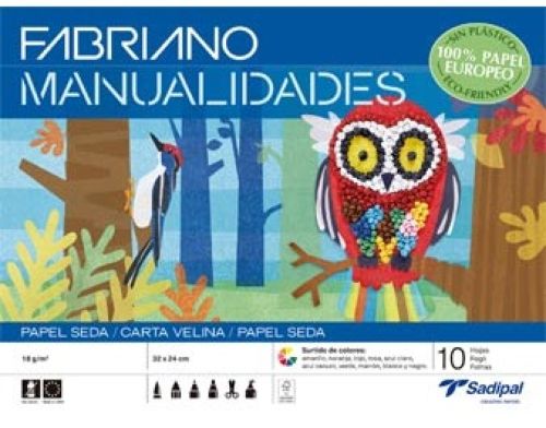 Bloc manualidades 10 hojas papel seda 32x24cm colores surtidos