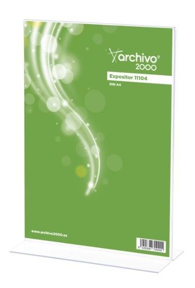 Expositor de sobremesa forma de T metácrilato a5 horizontal 75x210x155mm