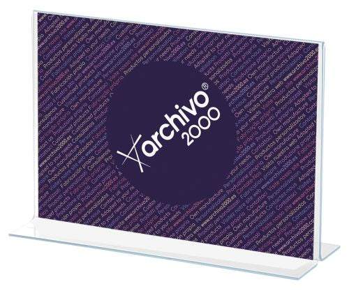 Expositor de sobremesa forma t metácrilato a4 horizontal 85x300x215mm