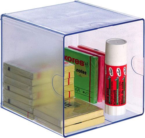 ORGANIZADOR SOBREMESA HUECO CRISTAL TRANSPARENTE AZUL