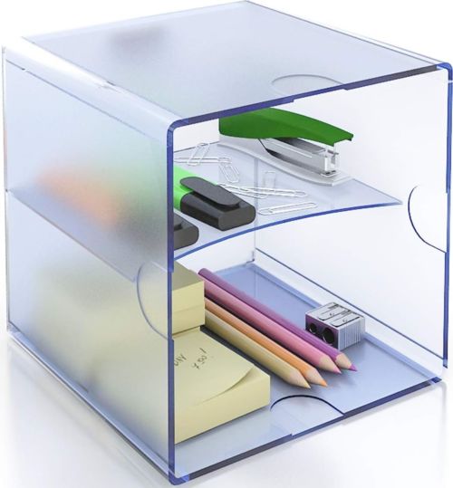 Organizador con dos separadores traslucido azul Con posibilidad de dividir tanto en vertical como en horizontal