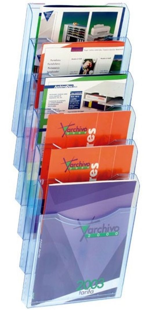 Expositor mural de pared 6 compartimentos a4 vertical 190x235x685