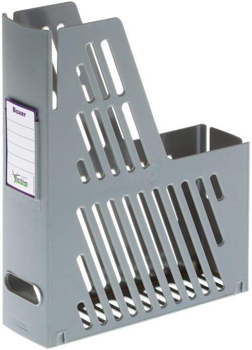 Revistero plastico color gris con identificador